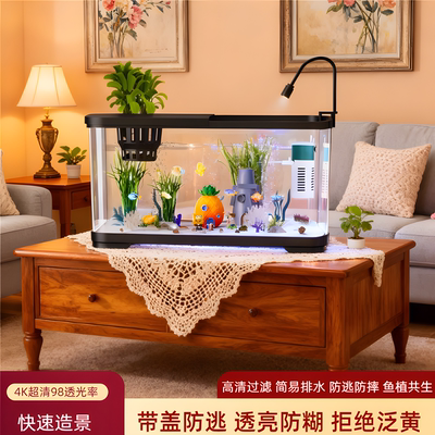 小鱼通用鱼缸过滤制氧一体机带盖