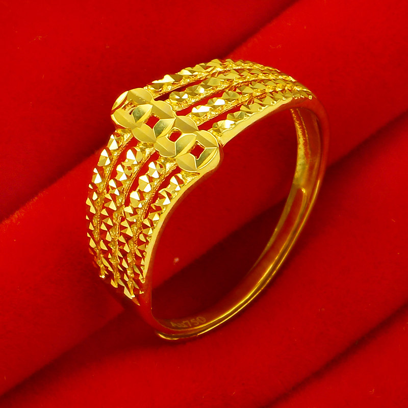 千影珠宝 黄金戒指女款au750纯金指环8k金子送妈妈时尚999足金色