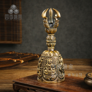 四季唐密 黄铜精工如法制造 真言宗法器 五大明王金刚铃 古铜色