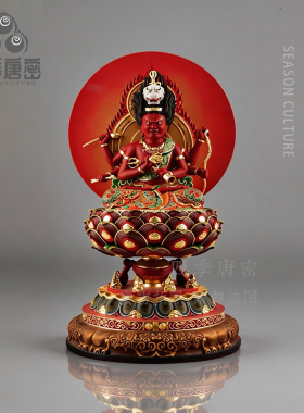 四季唐密 真言宗爱然明王 黄铜精工彩绘贴金 手工彩绘 48cm高度