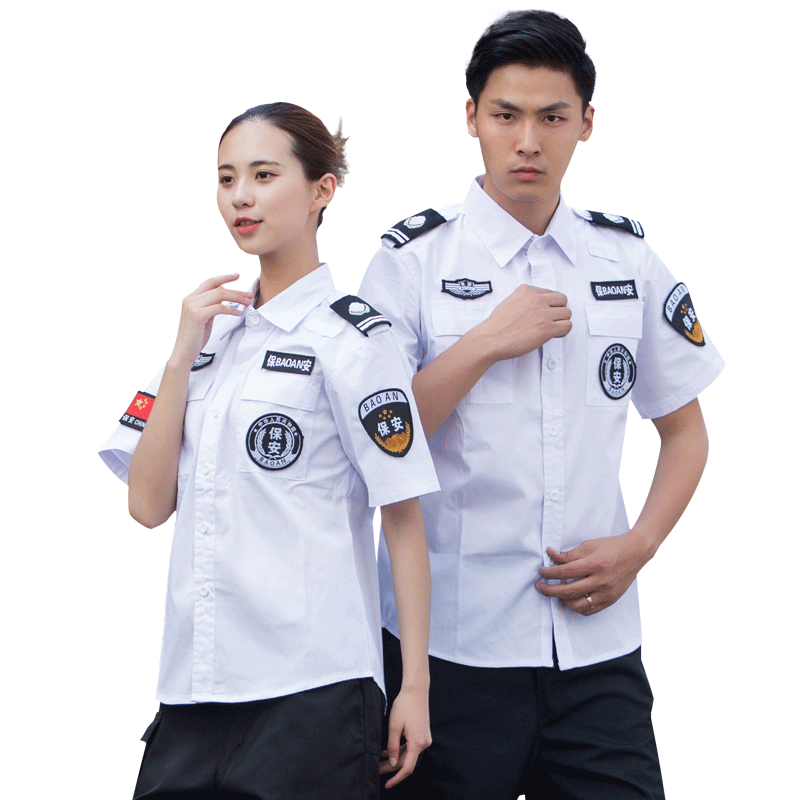 保安套装黑衬衣蓝色夏季工作服