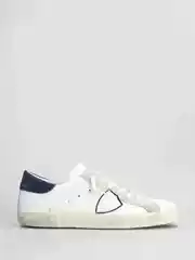 Philippe Model Paris Men's and Women's Shoes, Blue Tail Distressed Sneakers, Genuine Leather Fashion Casual Shoes