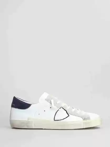 Philippe Model Paris Men's and Women's Shoes, Blue Tail Distressed Sneakers, Genuine Leather Fashion Casual Shoes