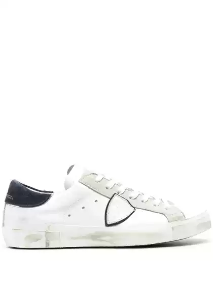 Philippe Model Paris Men's and Women's Shoes, Blue-Tail Dirty Shoes, Distressed Sneakers, Genuine Leather Fashion Casual Shoes