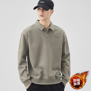 长袖 加绒POLO衫 带领内穿保暖打底衫 秋冬装 T恤 卫衣男上衣2025新款