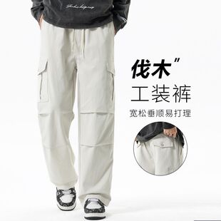 美式多口袋工装休闲裤男2026新款直筒阔腿裤男宽松潮牌潮流裤子女