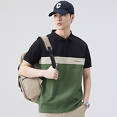 休闲时尚 2025夏季 翻领拼接百搭POLO衫 T恤男装 潮流体恤 冰丝棉短袖