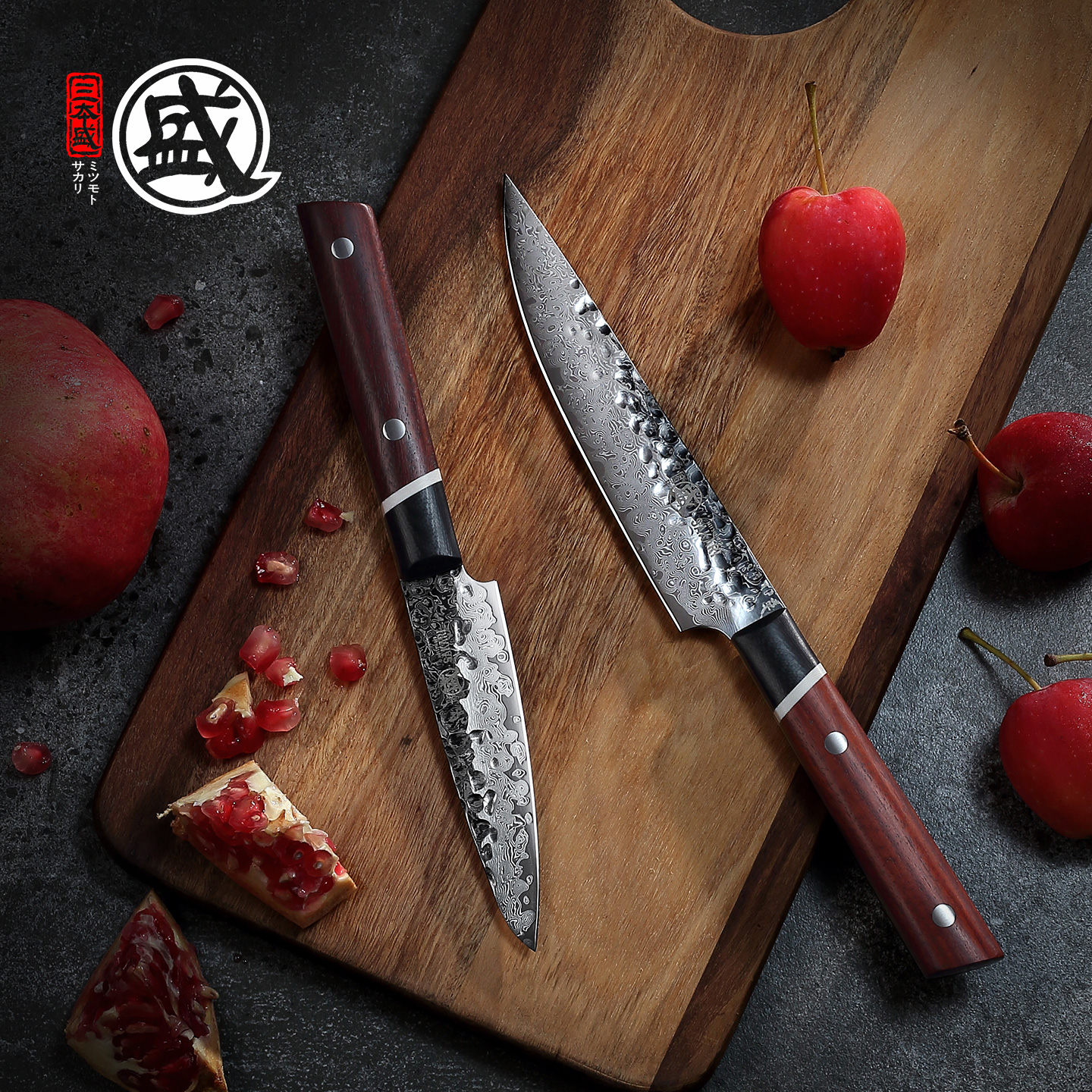 三本盛大马士革水果刀万用刀