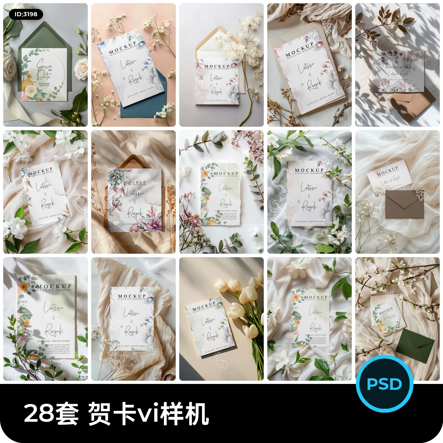 贺卡卡片明信片邀请函vi效果图展示智能贴图样机psd设计素材模板