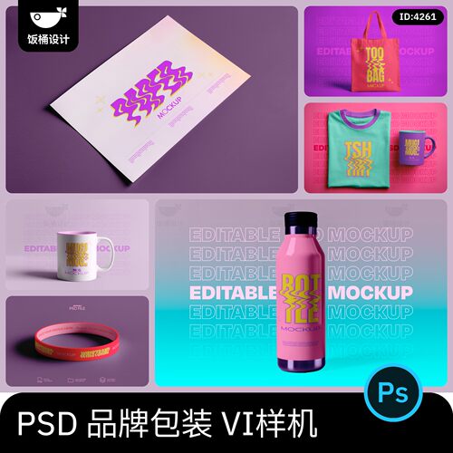 品牌包装T恤马克杯笔记本卡片名片运动水杯vi文创样机psd设计素材