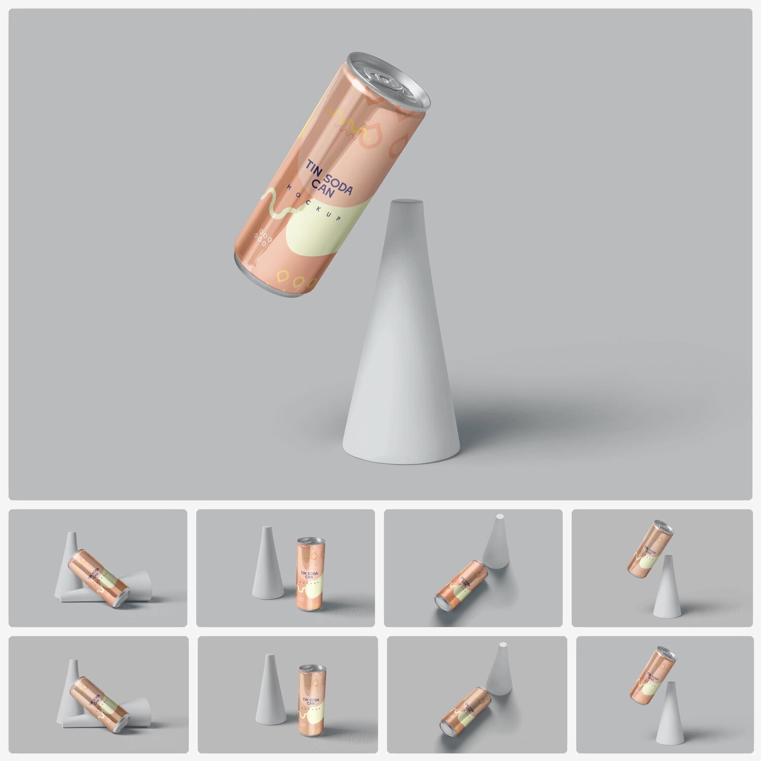 铝合金金属易拉罐饮料瓶子罐子包装文创智能贴图样机psd分层素材