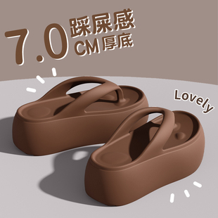 夹脚凉拖女外穿 踩屎感厚底人字拖女款 2025新款 夏季 防滑海边沙滩鞋