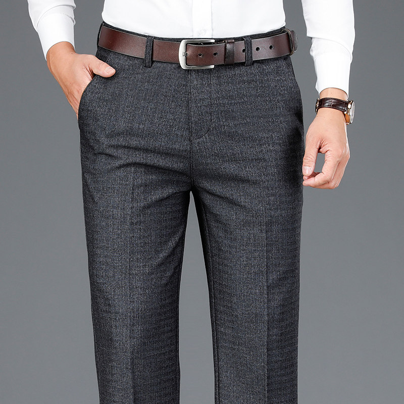 秋冬季男装中年休闲裤男宽松中老年人商务西裤上班厚款爸爸长裤子