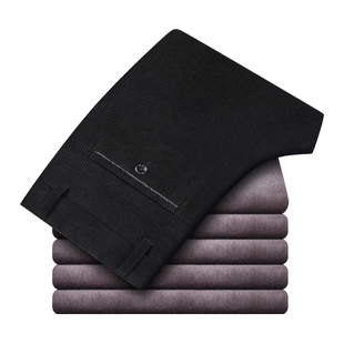 秋冬款灯芯绒男裤加绒加厚中年男士休闲裤男款中老年爸爸条绒裤子