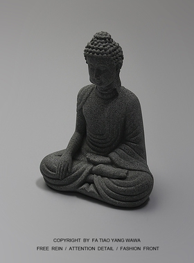 仿真禅意摆件假山盆景园艺花卉小和尚装饰摆设家居玄关佛陀