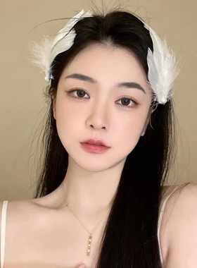 梦幻新娘羽毛发夹额饰套装仙气精灵造型发饰气质婚纱礼服配饰
