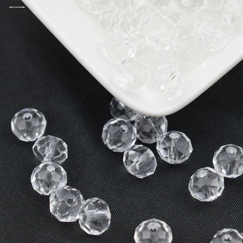 8mm地球珠透明水晶玻璃珠子32切面手工串珠项链手链饰品配件材料