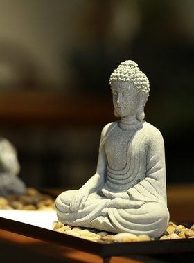 创意新中式陶瓷人物无相佛客厅书房玄关简约摆件禅意小和尚装饰品