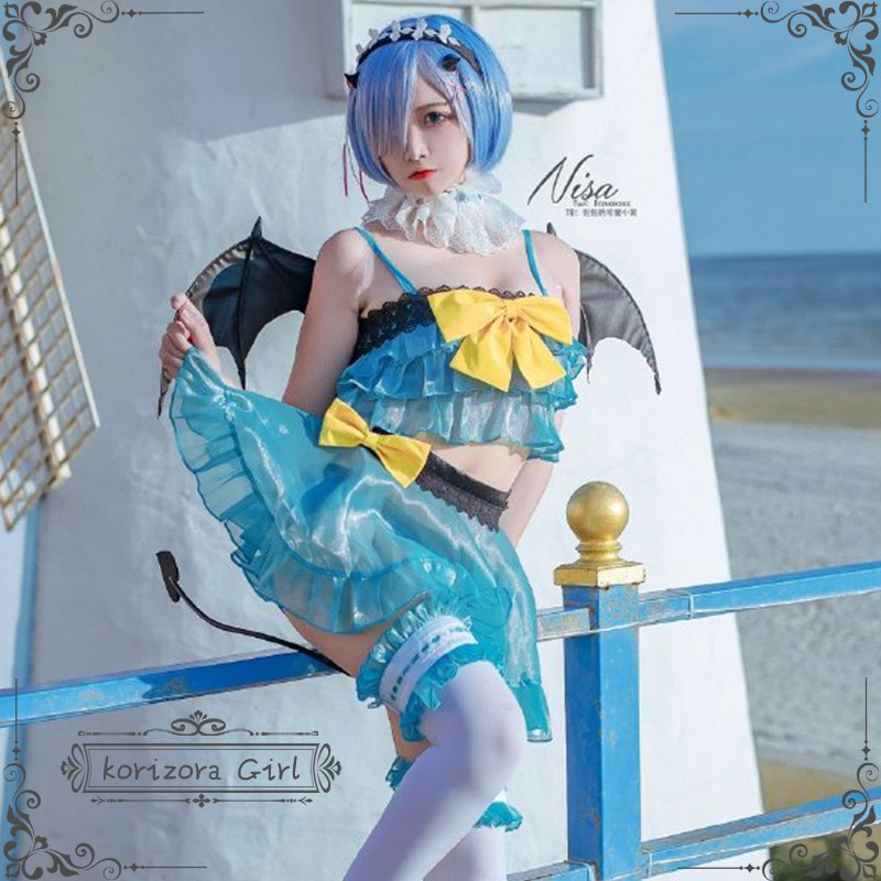【恋空少女】现货 雷姆小恶魔性感泳衣蕾丝cosplay全套女服装