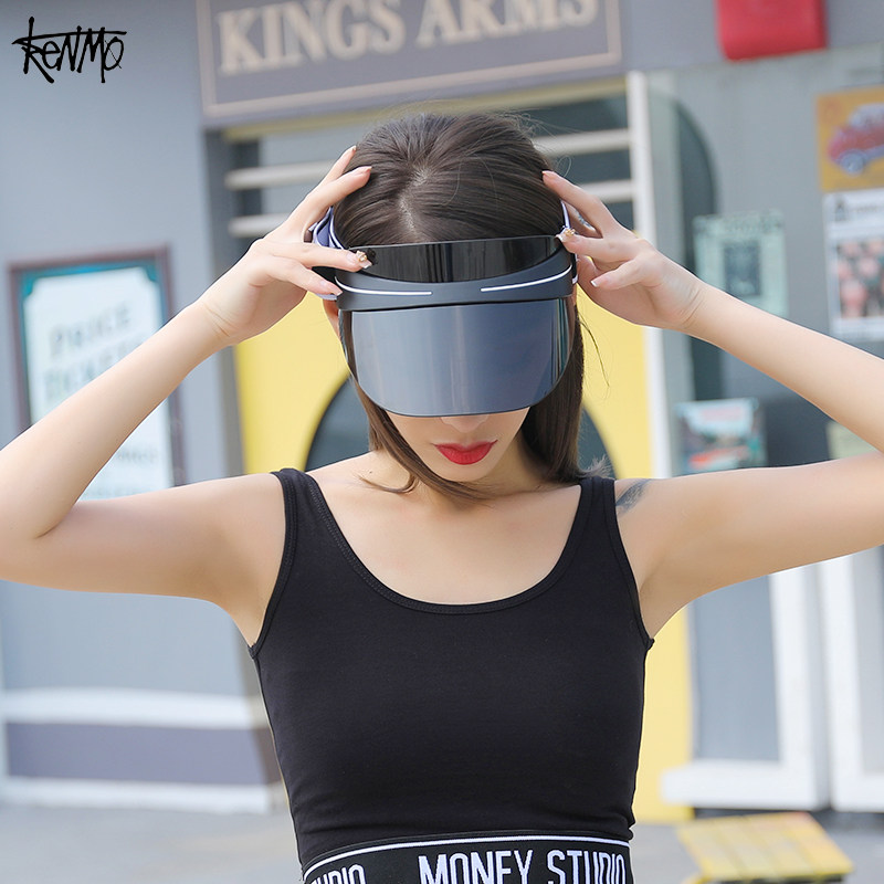 kenmo/肯默夏季透明空顶帽男女ins潮牌无顶防晒帽子遮脸遮阳帽