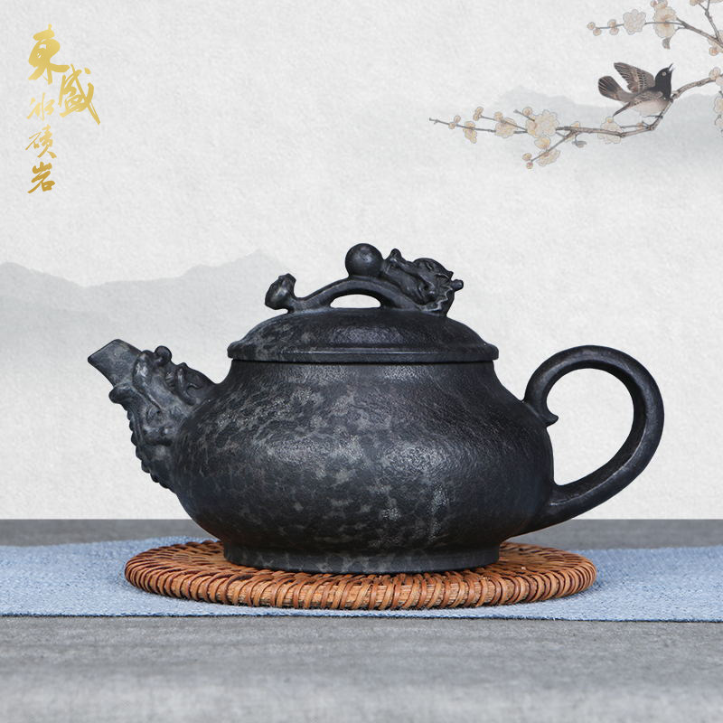 东盛冰碛岩石壶非遗雕刻龙壶天然养生纯手工泡茶壶大师手作