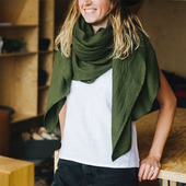 100%汉麻森林绿大尺寸围巾披肩 男女情侣款 爽滑亲肤简约实用