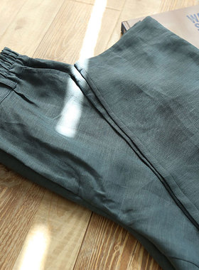 风之  格调新色宽松显瘦 纯亚麻休闲裤水洗麻舒适萝卜裤夏新款