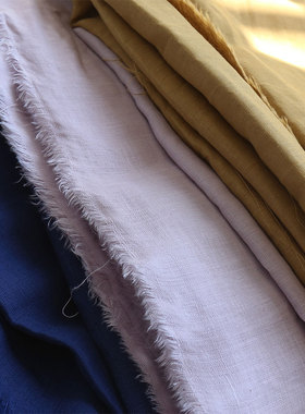 陶土色自然绿汉麻hemp纯麻面料柔软酵素水洗2.8m宽幅高端手工布料