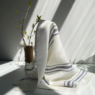 订单剩余 法国亚麻色织条纹餐巾布茶水间手巾帕厨房巾方巾 可定制