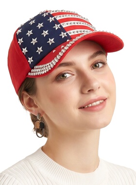 美式国旗铆钉嘻哈防晒棒球帽女