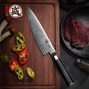 三本盛牛刀主厨刀vg10菜刀大马士革钢刀具日式家用日本进口锋利