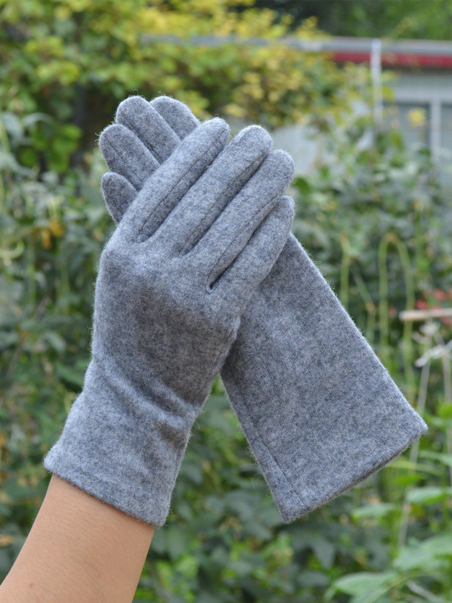 GLOVES WOMENS WOOL GLOVES SPRING AND AUTUMN SINGLE LAYER THIN AUTUMN AND WINTER CASUAL WARM TOUCH SCREEN FINGER SOLID COLOR WOMENS SHORT