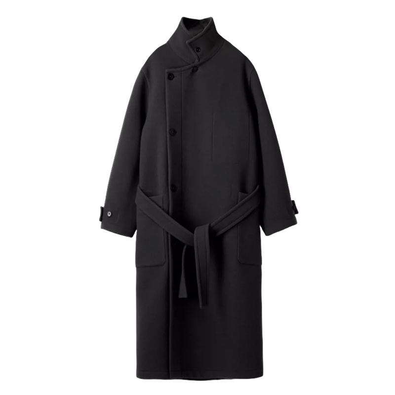 thumbnail for Lemair 23FW new Australian plush fleece breasted coat with a long black silhouette double-sided woolen jacket