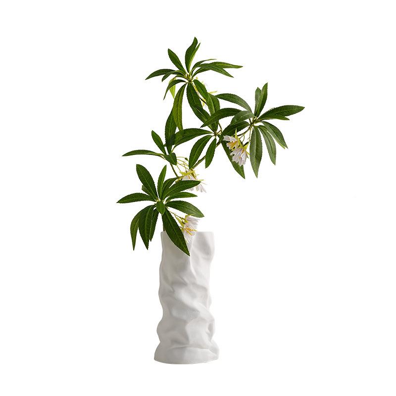 贝汉美瓷简约高级黑创白褶皱花瓶家居客DMN厅桌面艺术感装饰陶意