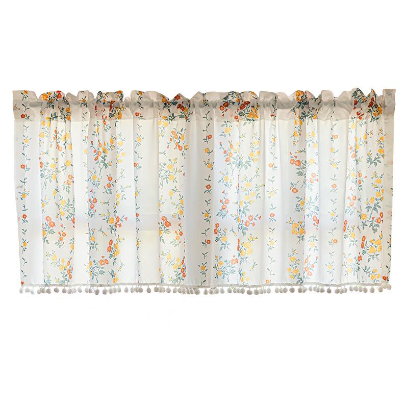 园小新纱帘窗帘帘106厨房卧室清短帘田飘半窗免打孔门帘