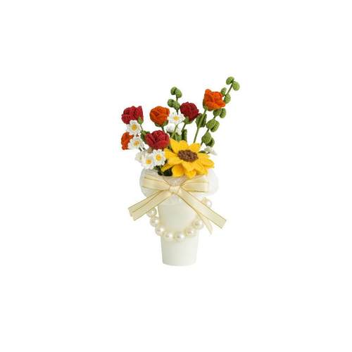 奶茶花束笔毛线团手工编织diy钩针棉线材料包打发时间