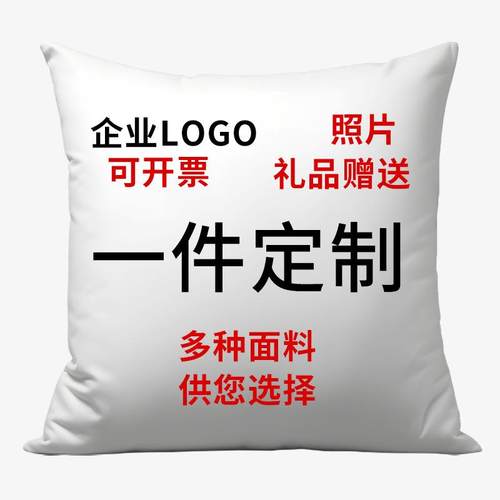 DIY抱枕定制企业LOGO来图定做毛绒印花照片沙发靠垫芯靠背套家居