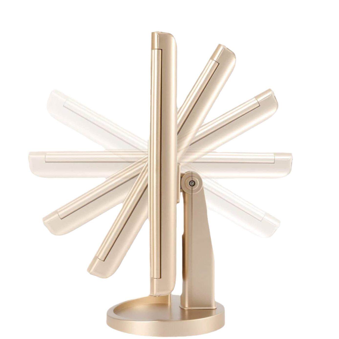 台式LED化妆三面折叠镜2X3X10X放大化妆镜梳妆台三折带灯镜子