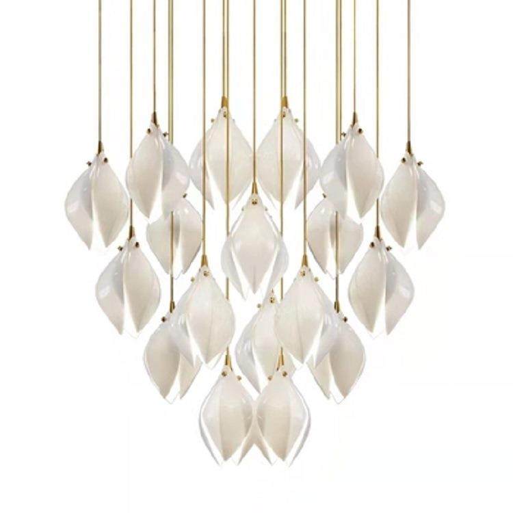 北欧简约陶瓷玉兰花餐厅酒店售楼部设计师卧室床头楼梯间花瓣吊灯