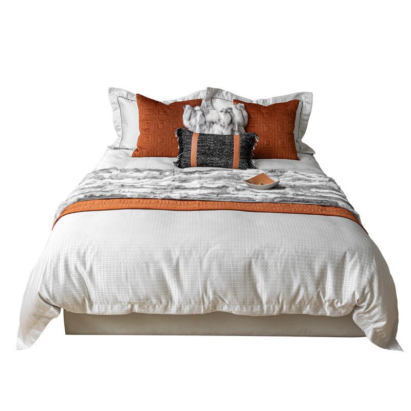 现TWV代奢橘色品软装多件套四样板房展厅陈列件套抱枕床轻旗床组