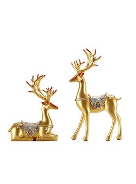 现代简约轻奢对鹿树脂摆件抖音家居酒柜玄关电视柜树脂工艺品摆件