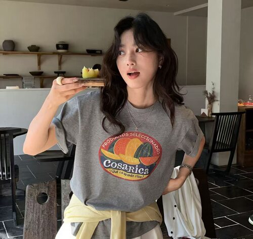 东大门水果印花宽松短袖T恤女