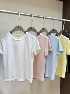 夏上新!egg韩国东大门鸡蛋家纯色简约百搭修身正肩圆领短袖T恤