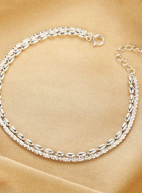 满天星双层925纯银手链米粒波光粼粼ins小众高级感手饰情人节礼物