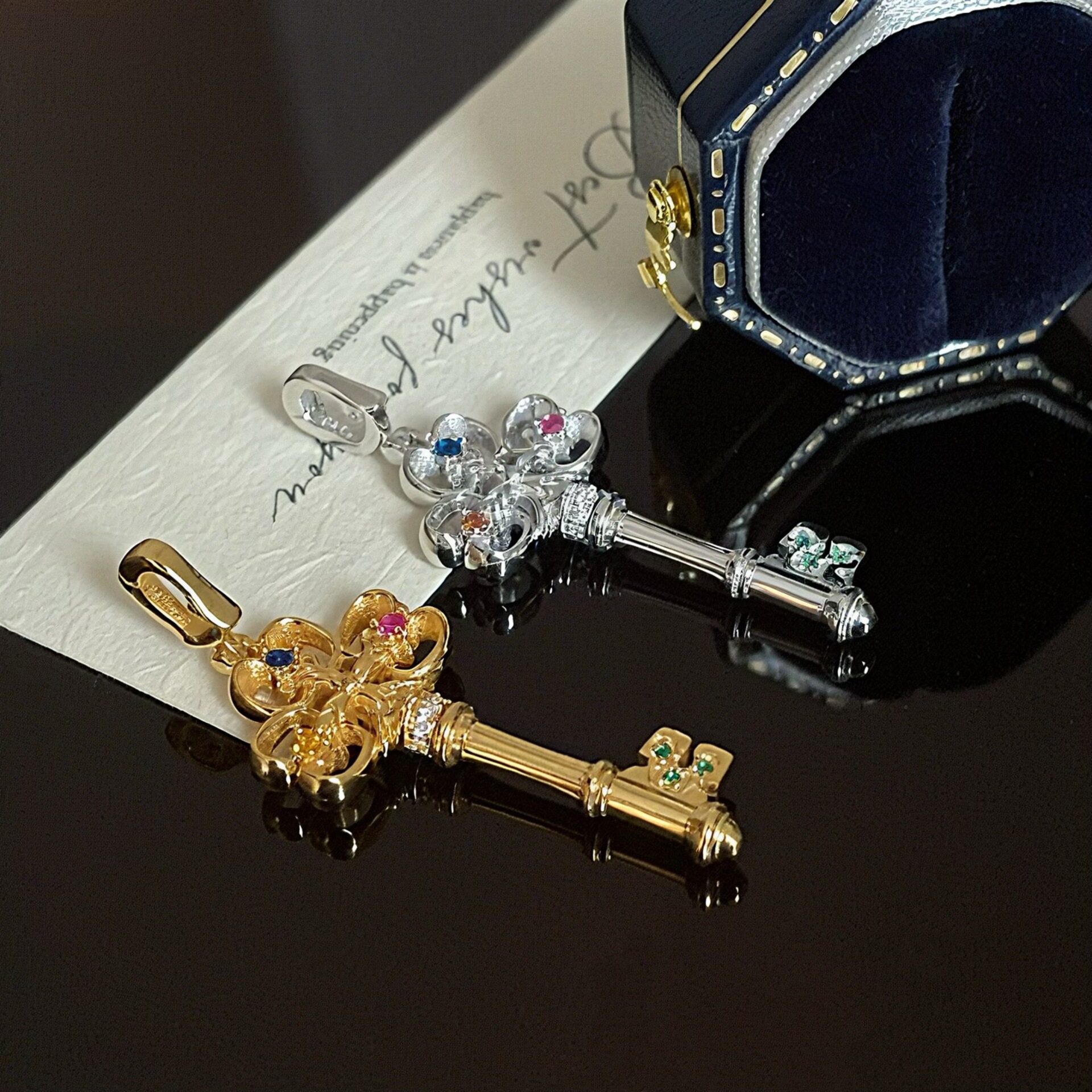 S925纯银vintager中古金色钥匙吊坠项链女复古精致高级感小众