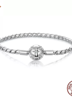 时予新款通体s925纯银小花基础手链复古凹刻花纹diy蛇骨基础手镯