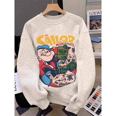 卡通加厚慵懒风宽松长袖外套上衣