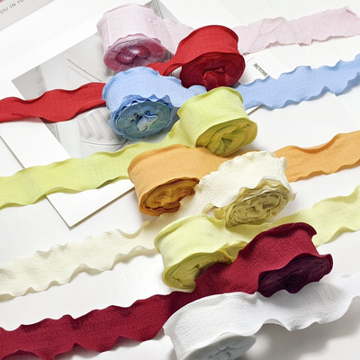 4cm皱皱丝带鲜花包装礼品盒diy