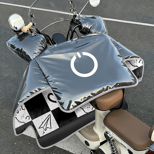 电动车挡风被冬季镀膜防水双面加绒加厚通用电钢化膜摩托车挡风罩