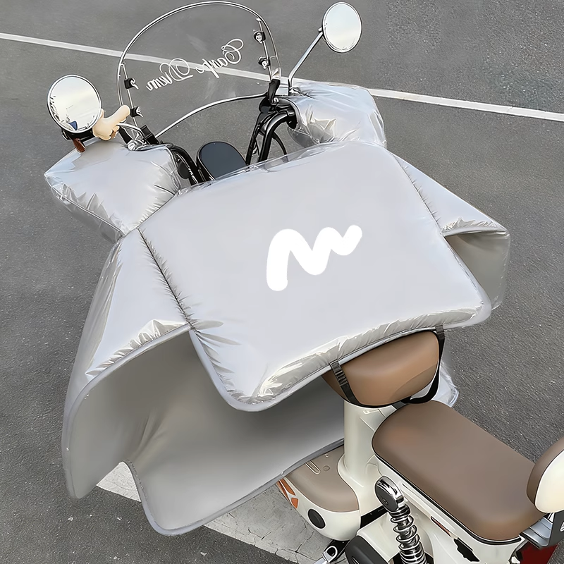 电动车挡风被冬季镀膜防水双面加绒加厚电动摩托车挡风罩四季通用
